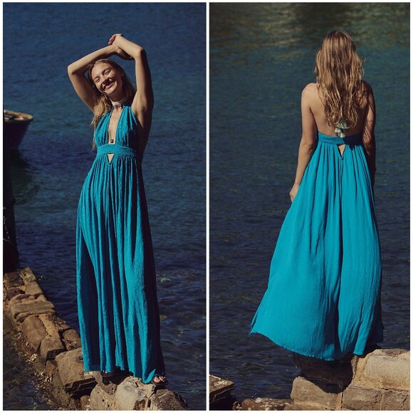 Free People NWT RARE Look Into The Sun Maxi Dress Endless Summer - Picture 1 of 5